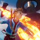 An image from Oceanhorn 2 depicting protagonist Hero running away from a fire-breathing dragon in the sky.